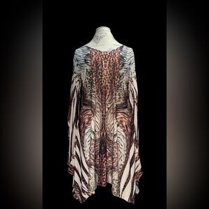 Animal Print Midi Dress in Brown and Cream